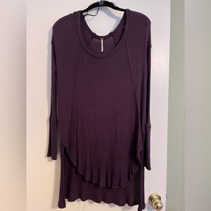 Free people, deep purple tunic sweater, swoop neck, small, like new condition